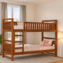 Sheesham Wood Single Size Bunk Bed Without Storage Solid Wood Wooden Cot Palaung for Bedroom Living Room (Honey)