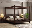 Sheesham Bed King Size Poster Bed Wooden Double Bed Cot Bed Furniture for Bedroom Home and Hotel Sheesham (Walnut Finish) 1 Year Warrenty