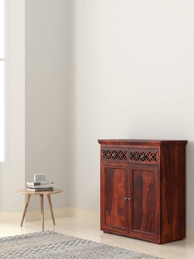 Solimo Anhelo Solid Sheesham Wood Sideboard Storage Cabinet, Honey Finish, 2 Doors