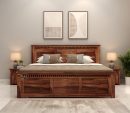Sheesham Wood King Size Bed Without Storage (Honey Finish)