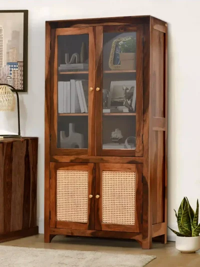 Solid Wood Sheesham Cane Bookshelves